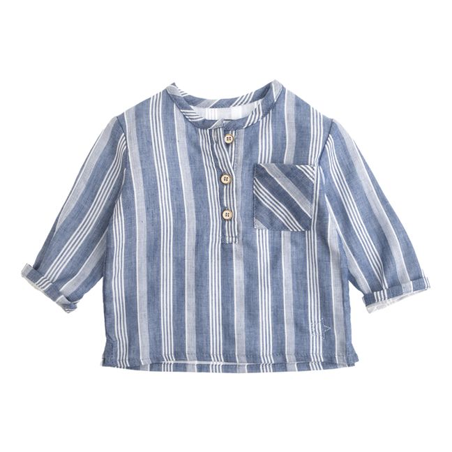 Striped Kurta Shirt Blue