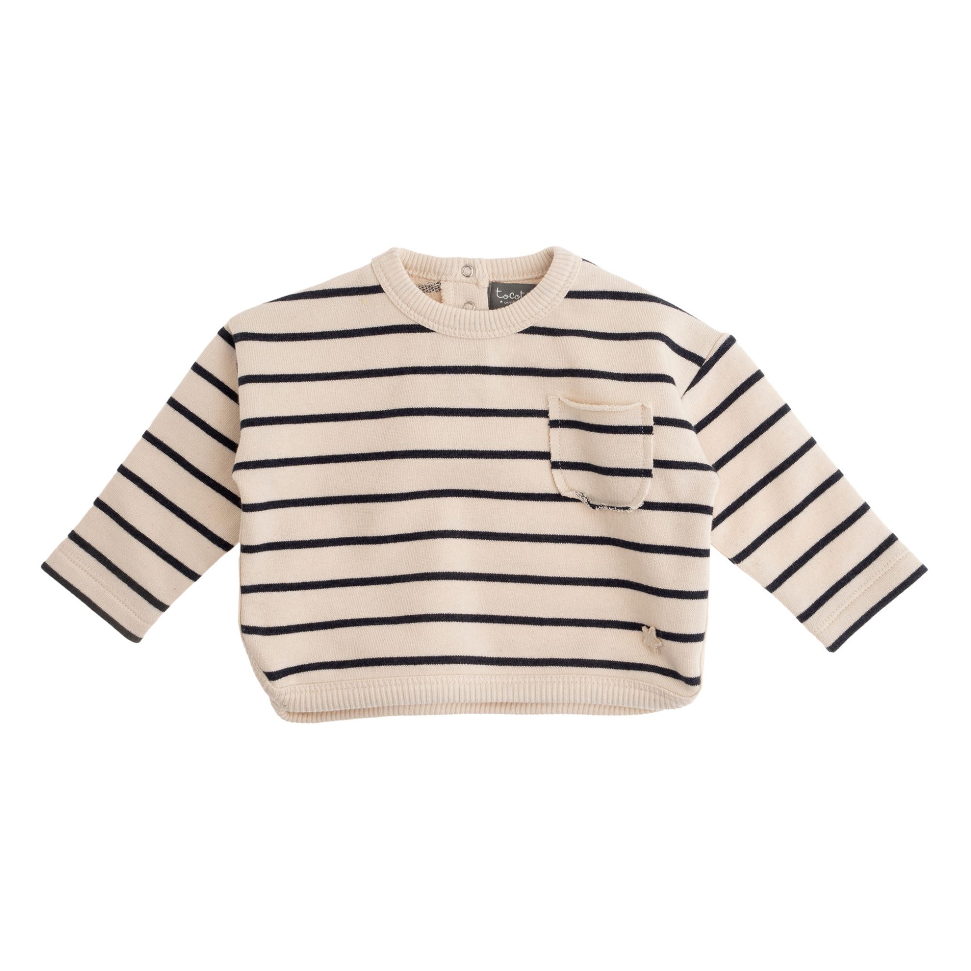 Tocoto Vintage - Sweat Coton Bio Rayé - Fille - Bleu