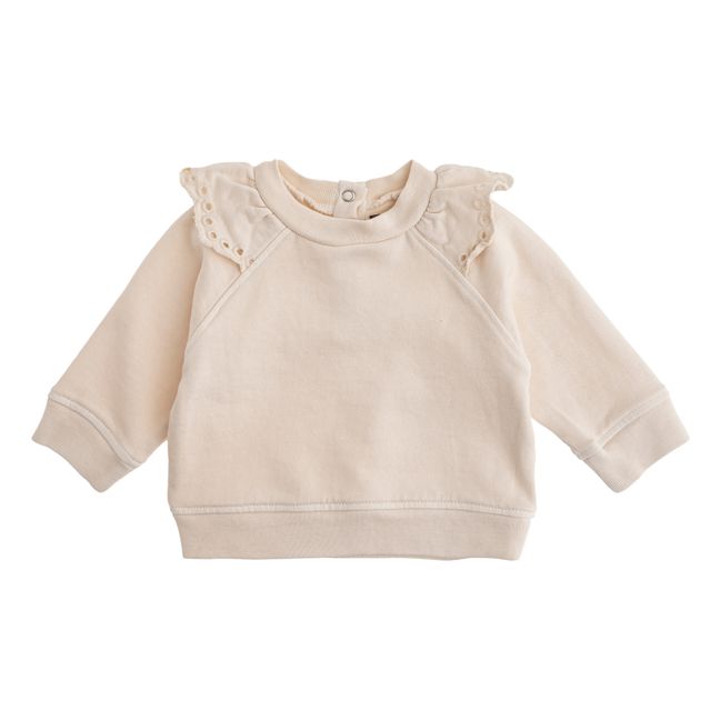 Organic Cotton Frill Baby Sweatshirt Ecru