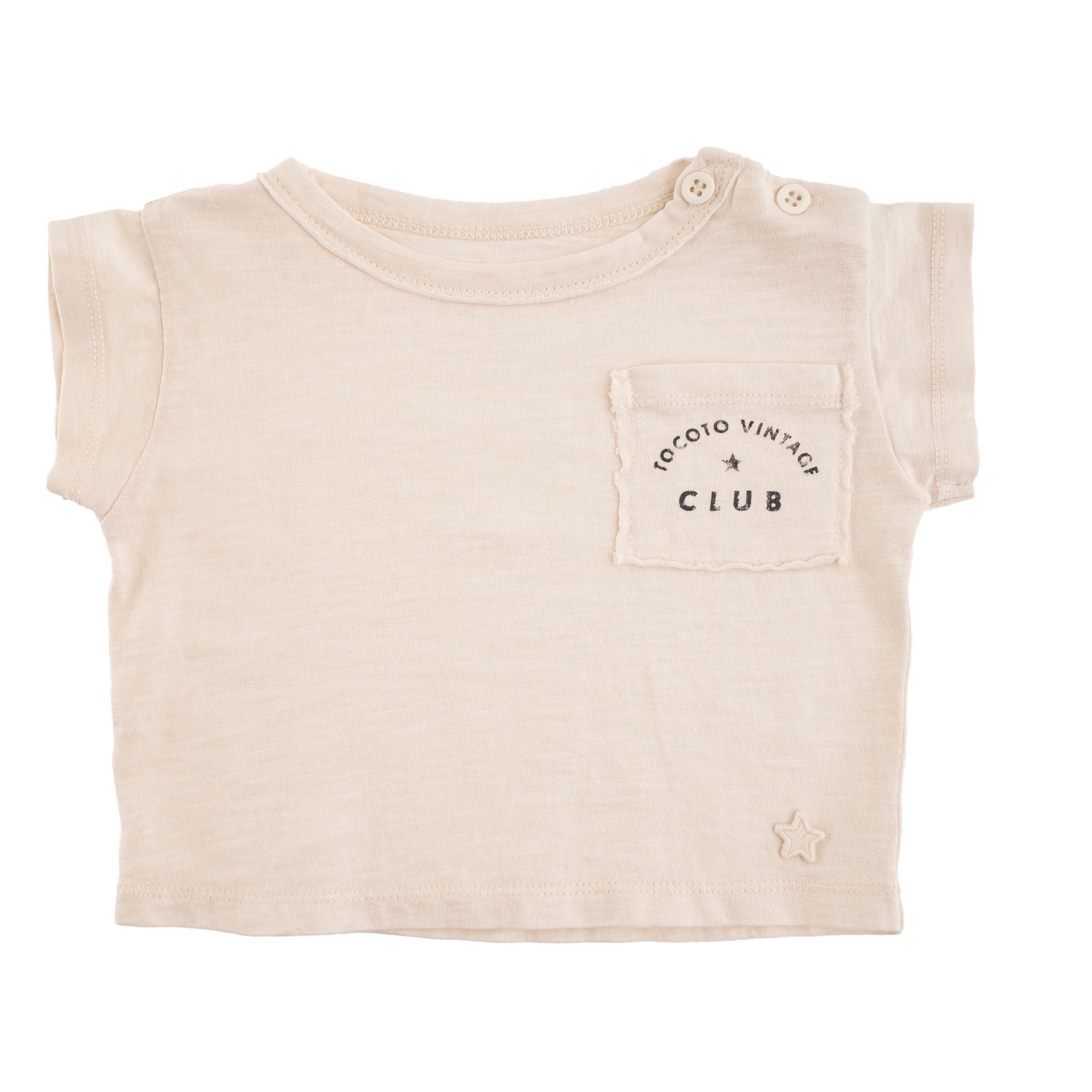 Tocoto Vintage - T-Shirt Coton Bio Poche - Fille - Ecru