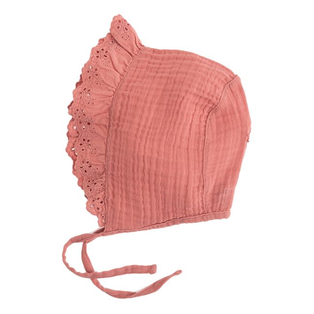 Organic Cotton Muslin Lace Hat Pink