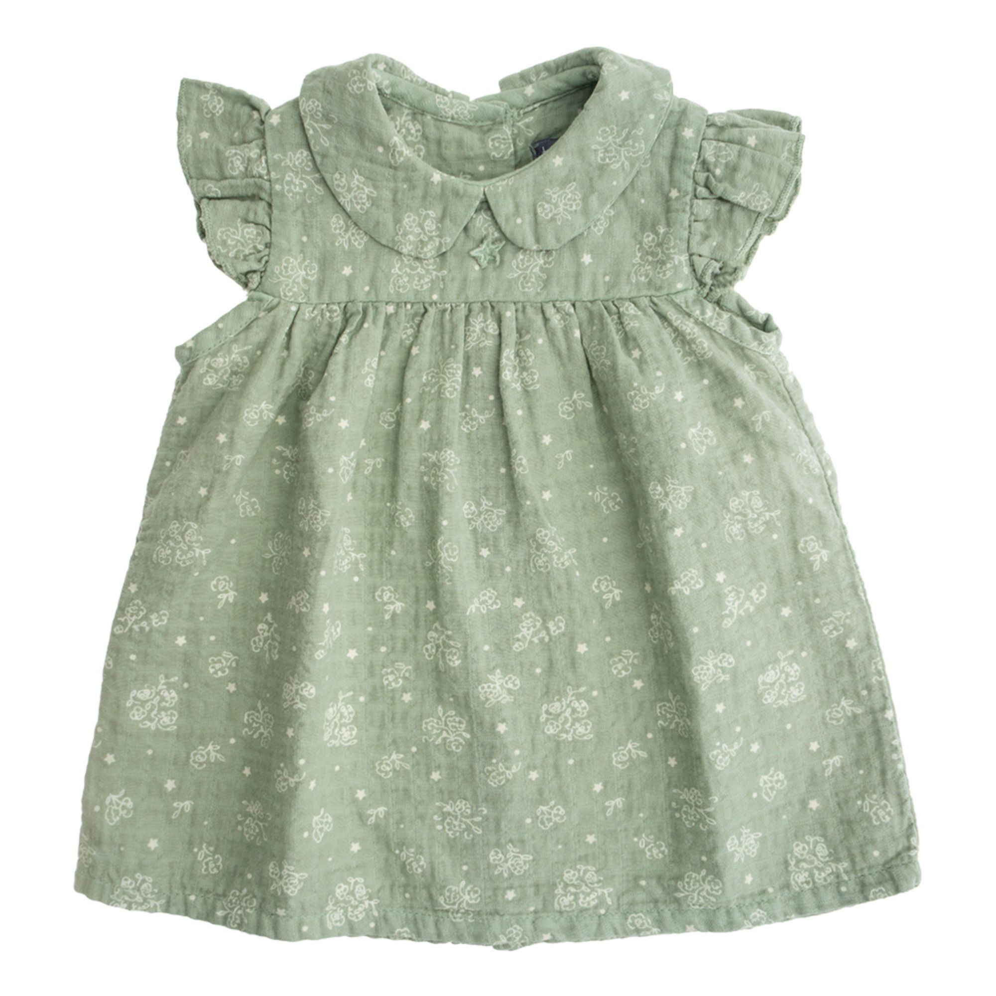 Tocoto Vintage - Robe Gaze de Coton Bio Fleurie - Fille - Sauge