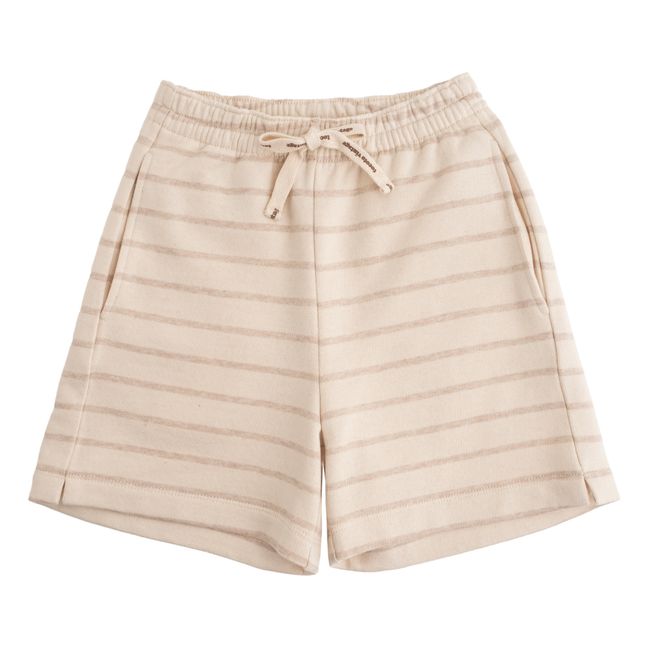 Striped Organic Fleece Bermuda Shorts Taupe brown