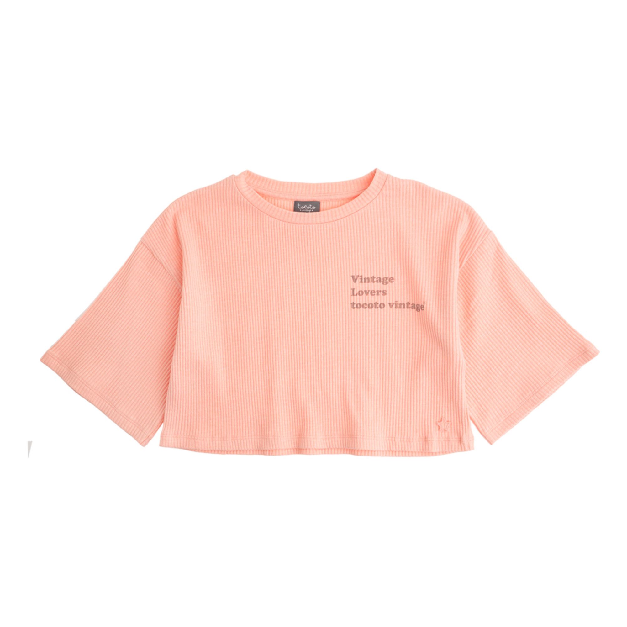 Tocoto Vintage - T-Shirt Cropped Coton Bio - Fille - Rose