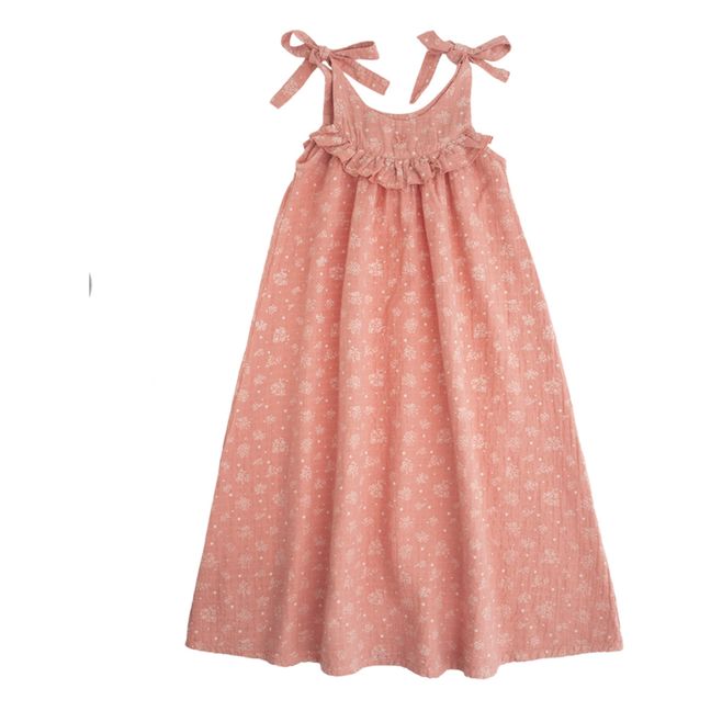 Floral Organic Cotton Muslin Maxi Dress Dusty Pink