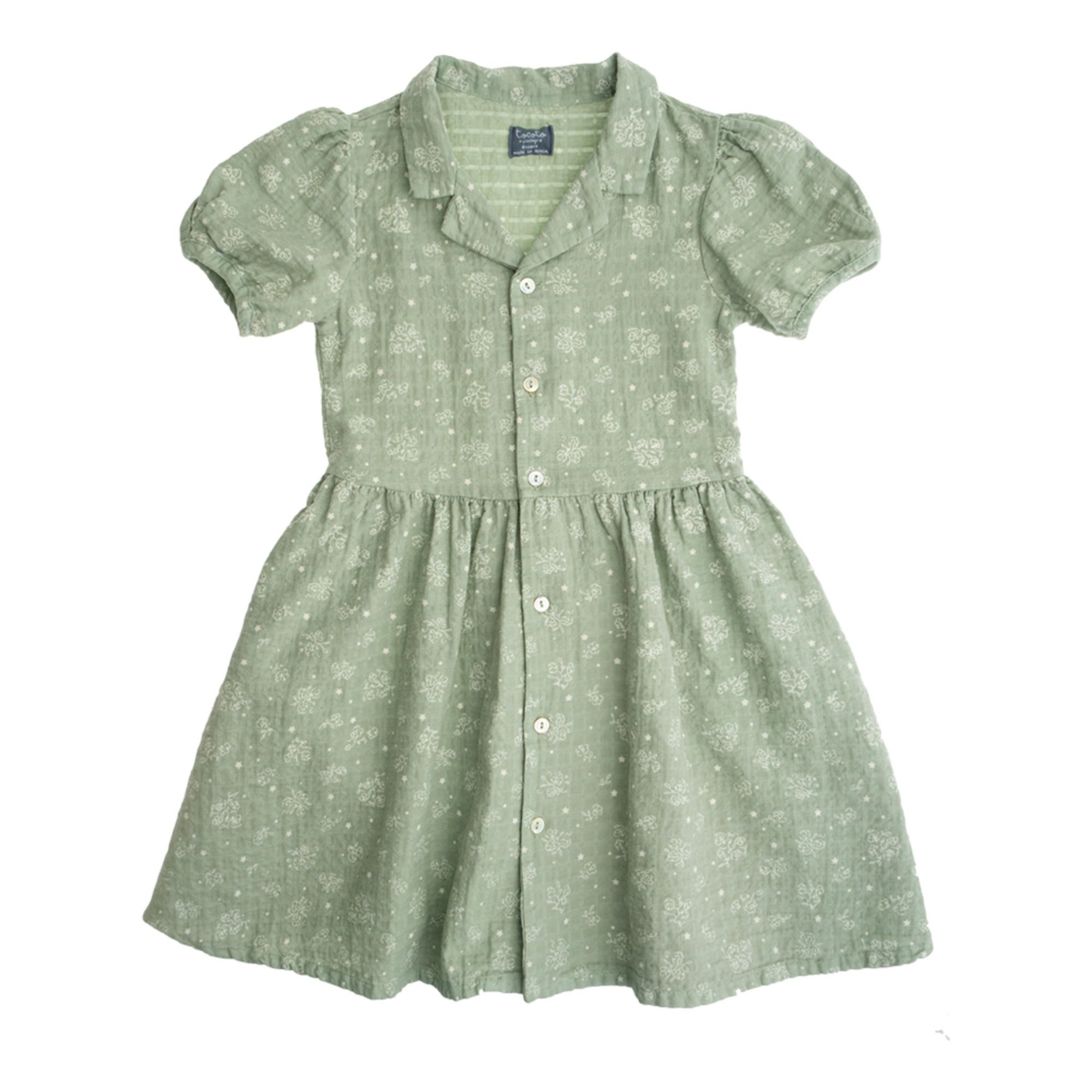 Tocoto Vintage - Robe Gaze de Coton Bio Fleurs - Fille - Sauge