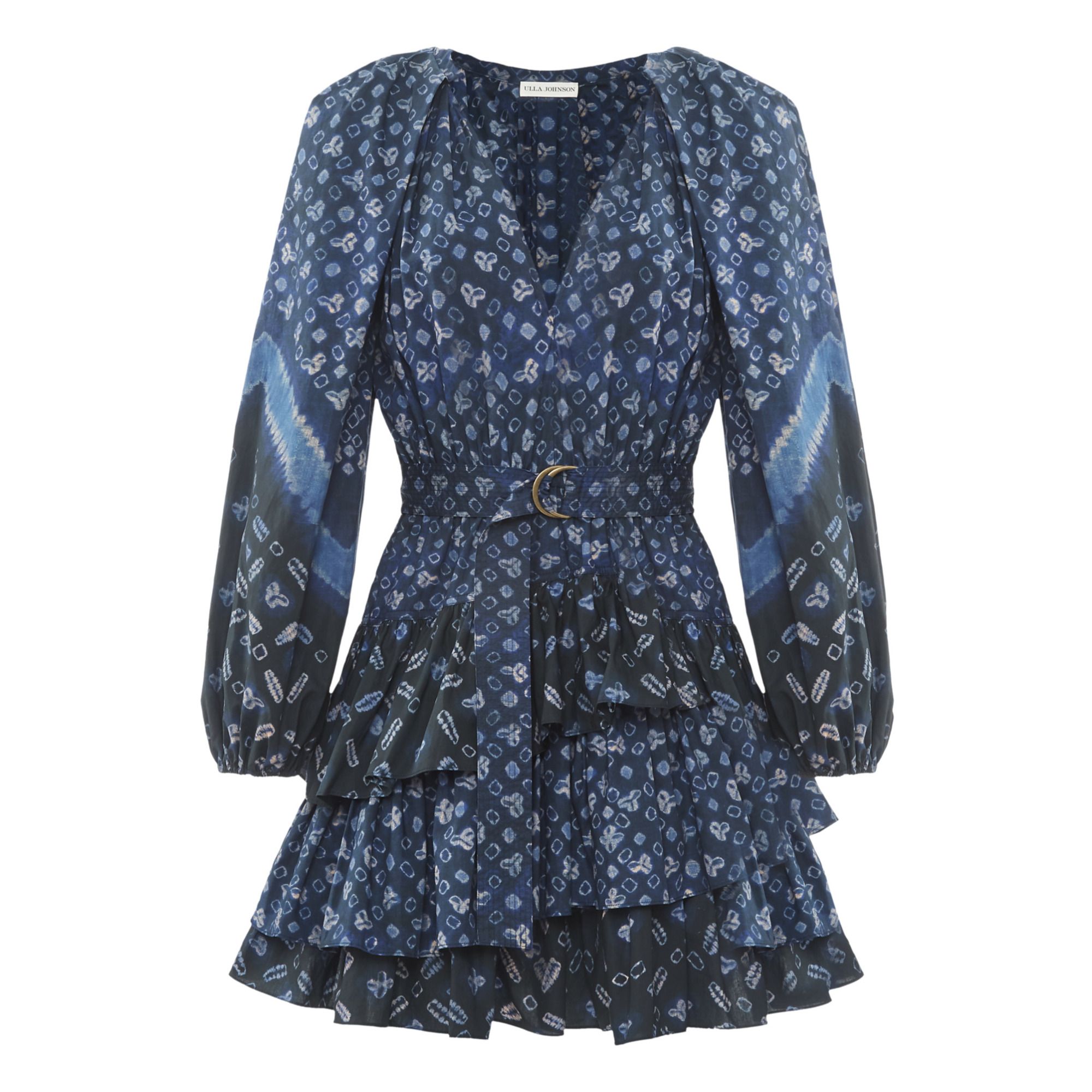 Ulla Johnson - Robe Miranda Popeline Chevron Shibori - Femme - Bleu marine