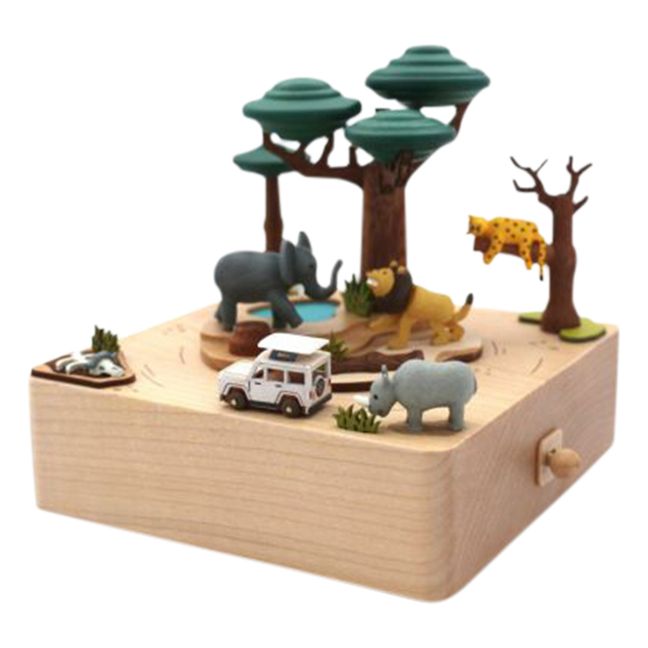 Caja de música de madera Safari