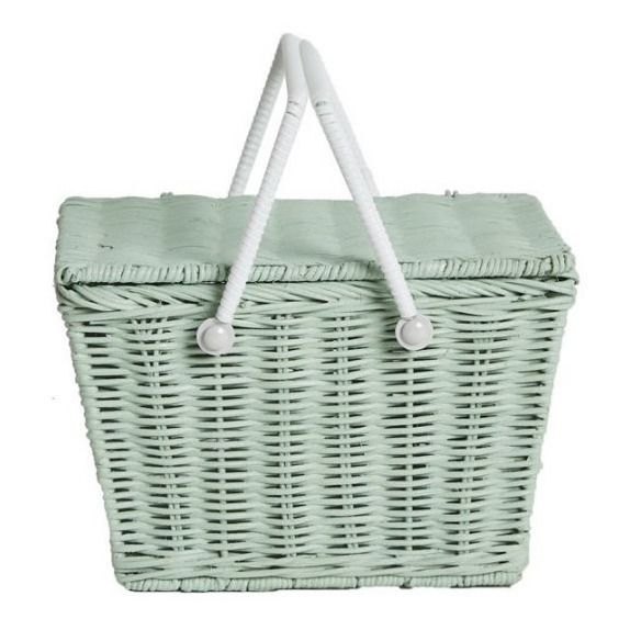 Cesto de mimbre cesta Piki | Verde Menta