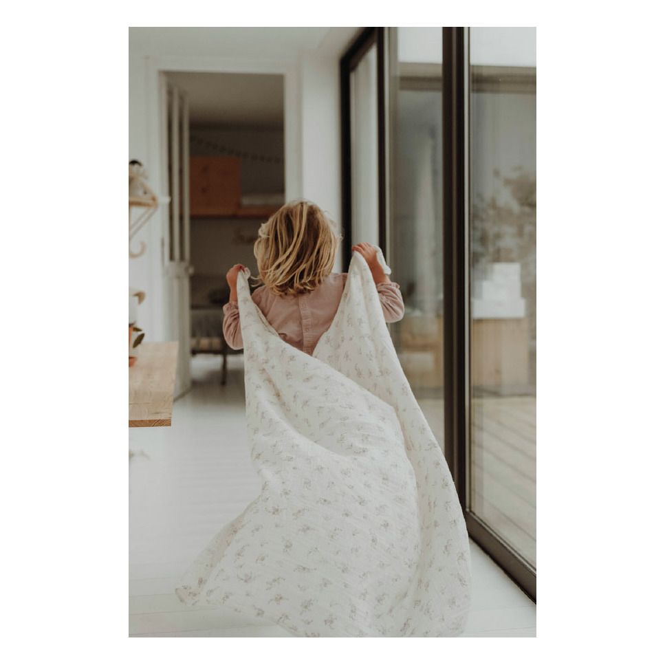 Organic Cotton Pansies Swaddling Cloth Pale pink Bonjour Little Design