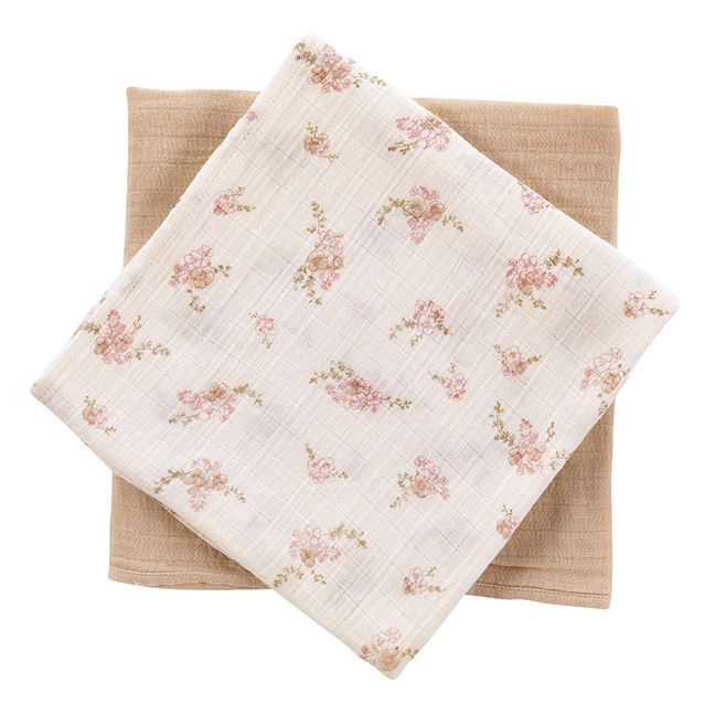 Set of 2 Small Organic Cotton Swaddling Cloths | Pale pink