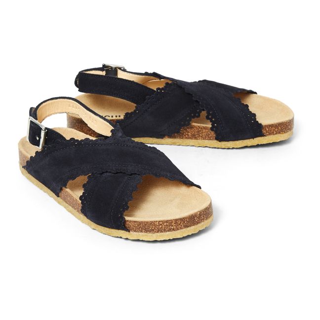 Crossover Lace Sandals Navy blue