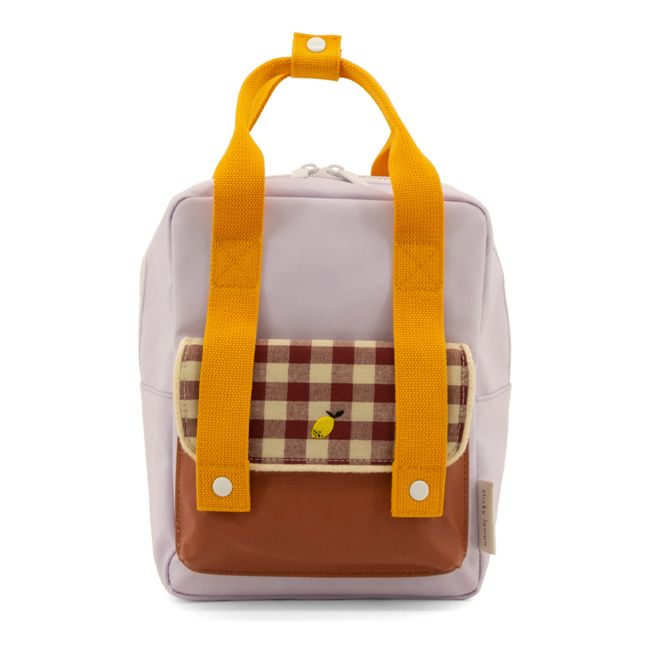 Small Gingham Backpack Marrone