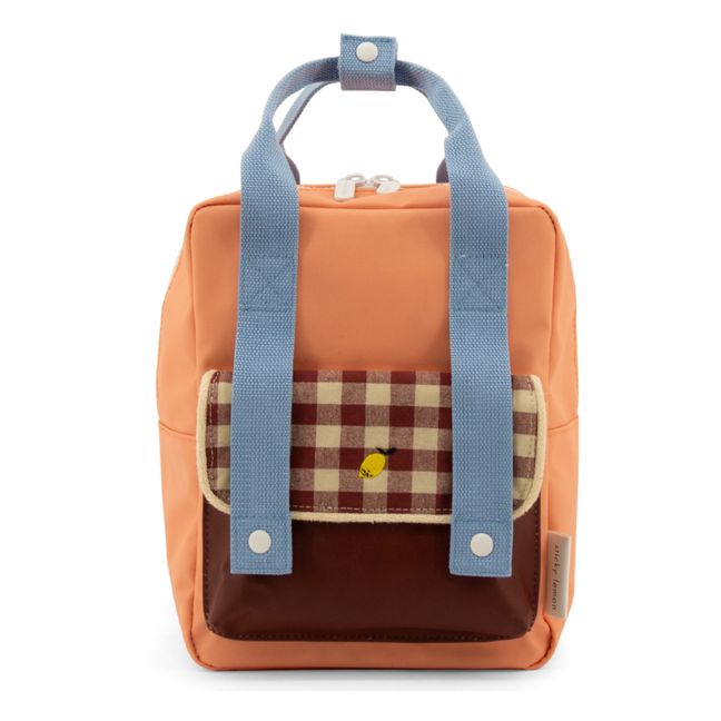 Small Gingham Backpack Burdeos