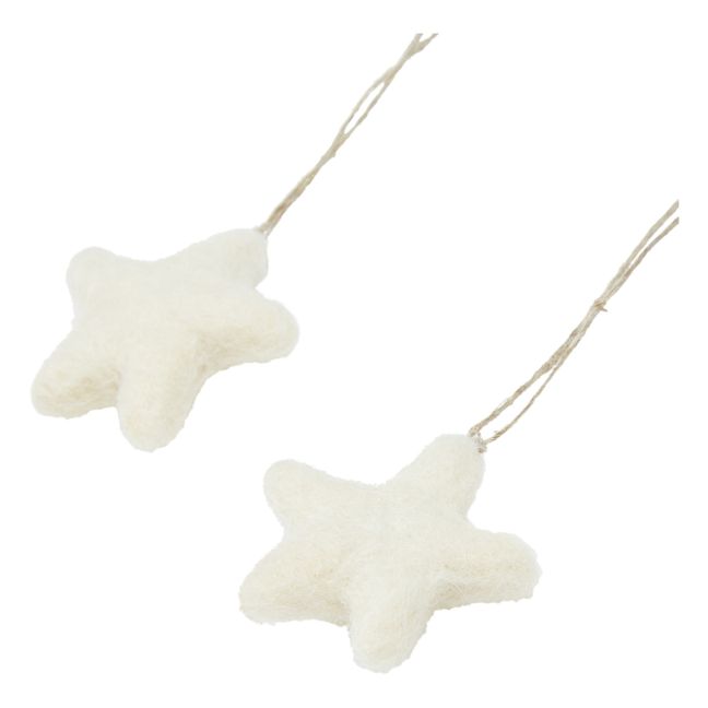 Woollen Star Decorations - Set of 6 | White
