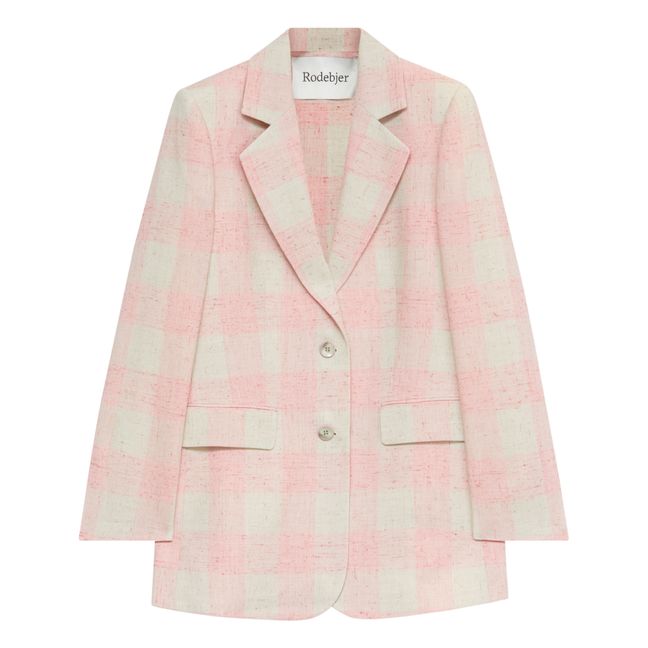 Violante Checkered Silk Blazer Pink