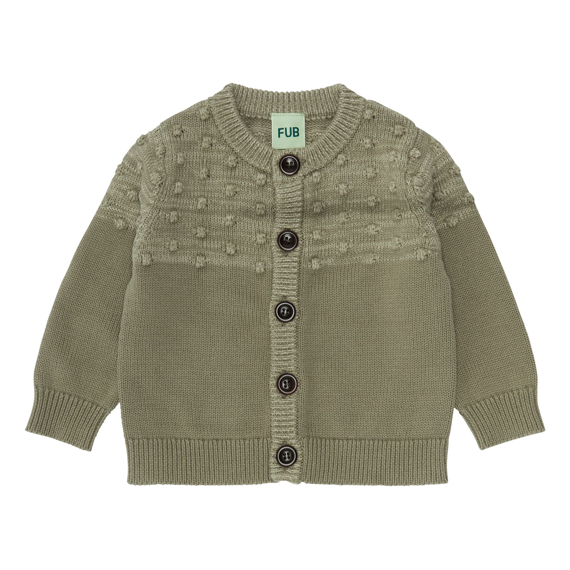 FUB - Cardigan Uni Coton Bio - Fille - Vert kaki
