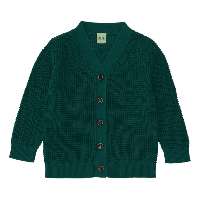 Organic Cotton Button-Up Cardigan Dark green