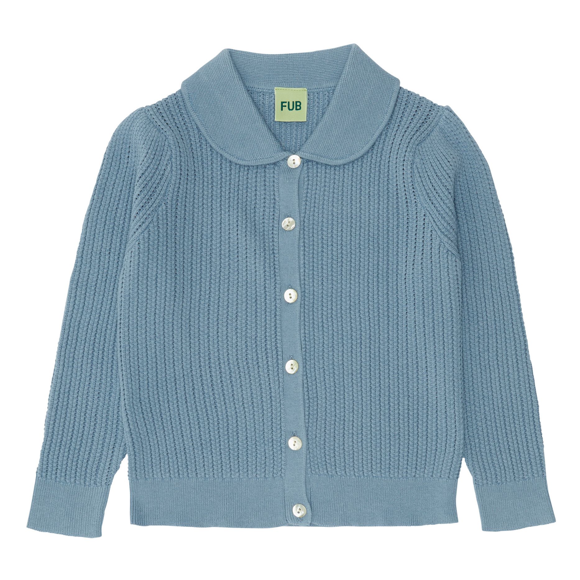 FUB - Cardigan Unicolore Coton Bio - Fille - Bleu ciel