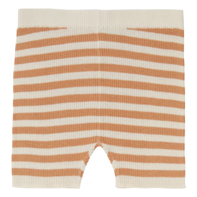 Pantalón corto rayas de algodón orgánico Albaricoque