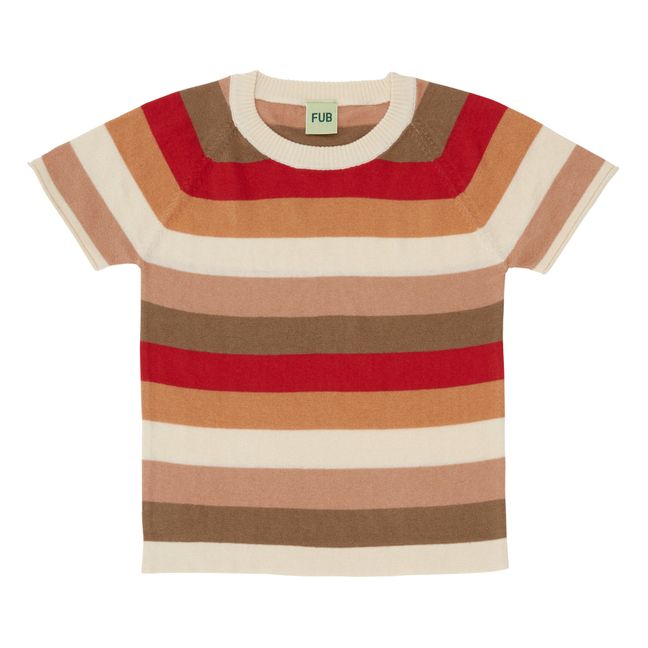 Organic Cotton Multi Stripe T-shirt Ecru