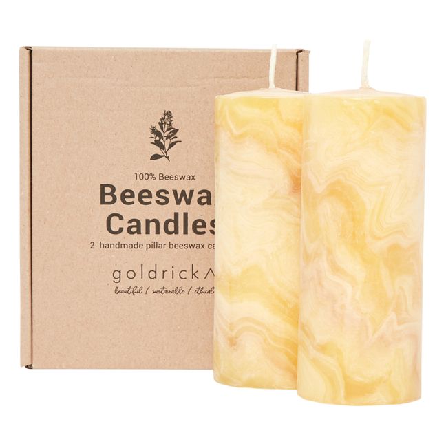 Bougies marbrées en cire d'abeille - Set de 2 | Orange