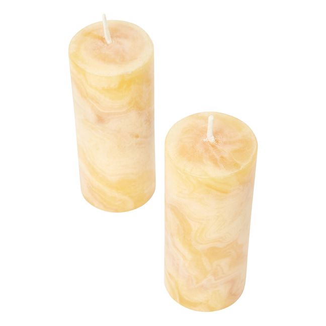 Bougies marbrées en cire d'abeille - Set de 2 | Orange
