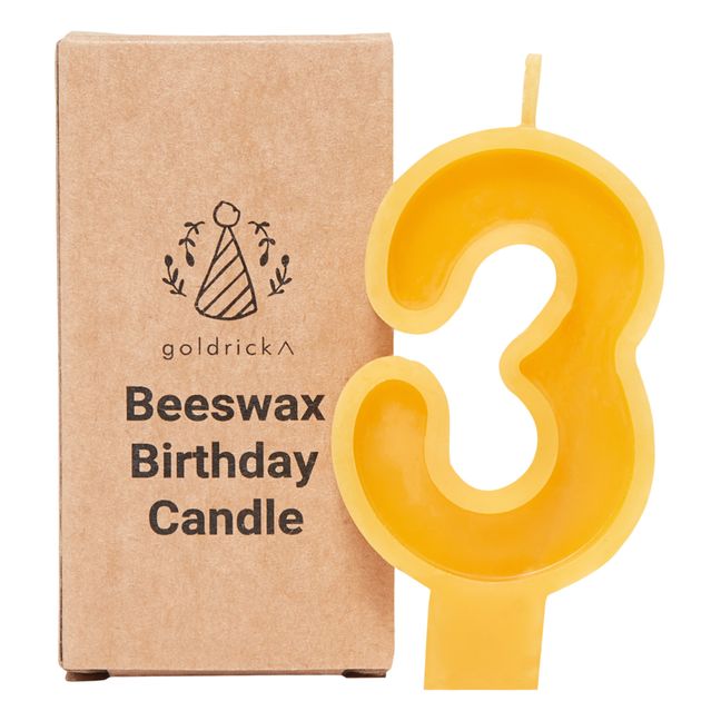 Beeswax Birthday Candle - 3 | Orange