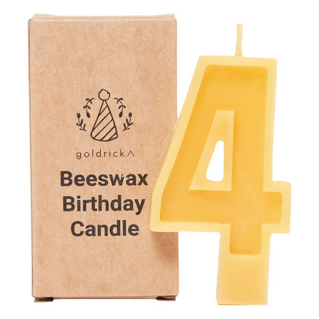Beeswax Birthday Candle - 4 | Orange
