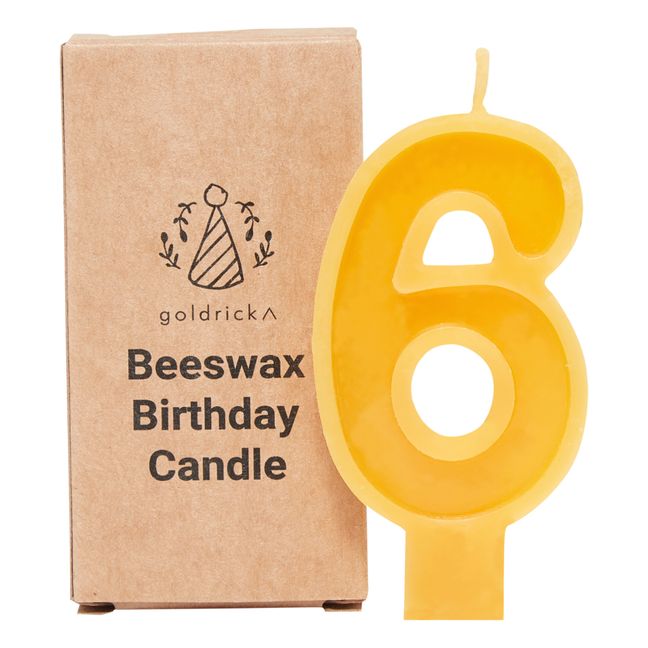 Beeswax Birthday Candle - 6 | Orange