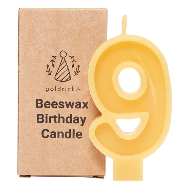 Beeswax Birthday Candle - 9 | Orange