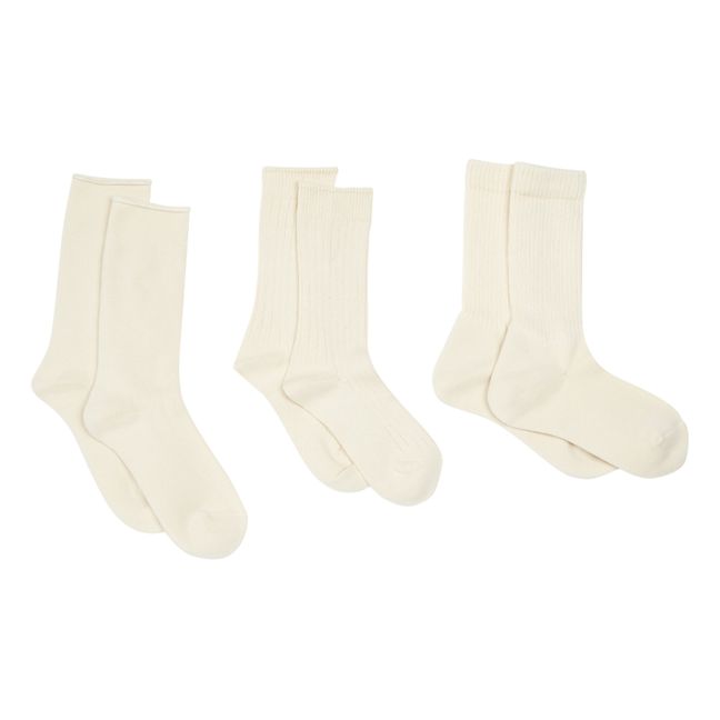 Set of 3 Daily Organic Cotton Socks Ecru