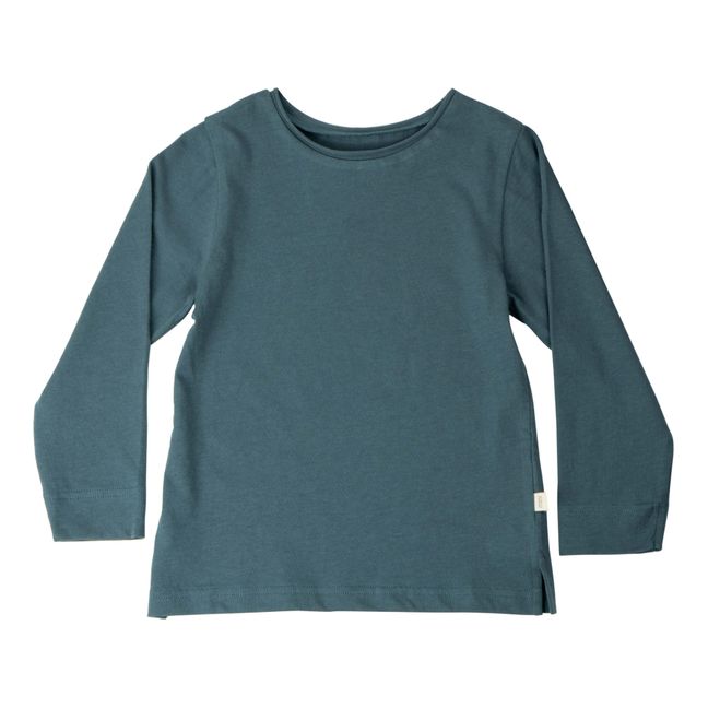 T-Shirt in lino e cotone biologico Blu anatra