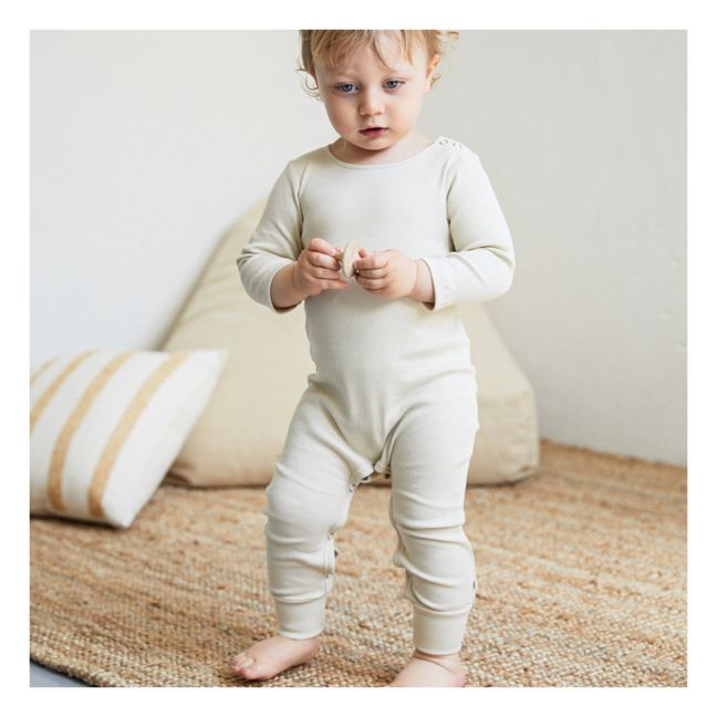 Pijama Rein de algodón orgánico acanalado | Beige