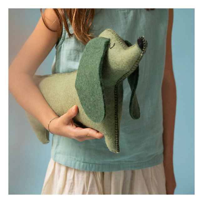Coussin Pasu Chien-saucisse en feutre | Vert