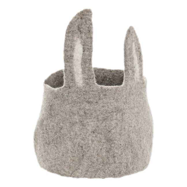 Pasu Rabbit Felt Basket Light grey
