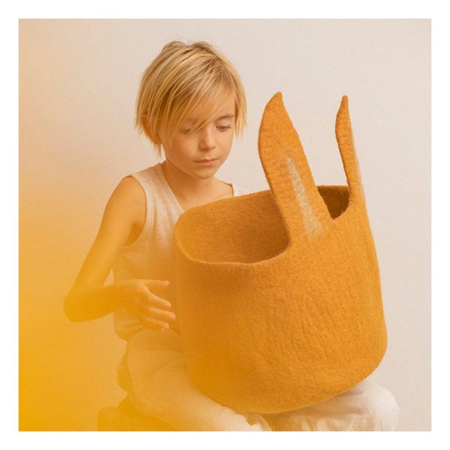 Corbeille Pasu Lapin en feutre | Caramel