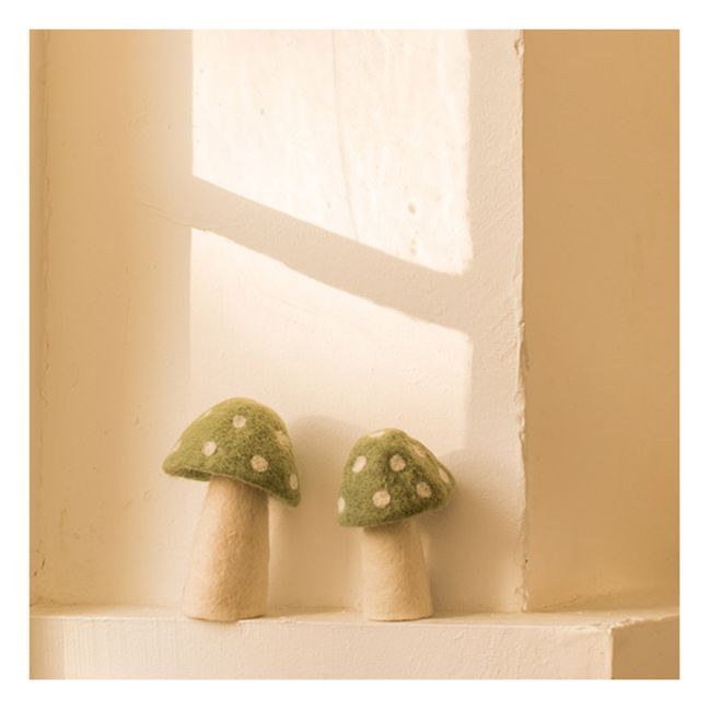 Champignon Dotty décoratif en feutre Vert anis
