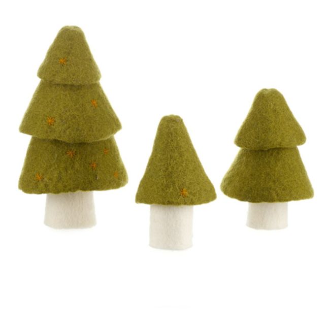 Dekorativer Weihnachtsbaum aus Filz - 3er-Set Anisgrün