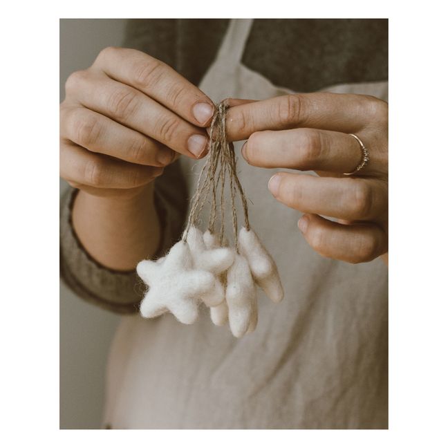 Estrellas colgantes de lana - Juego de 6 | Blanco