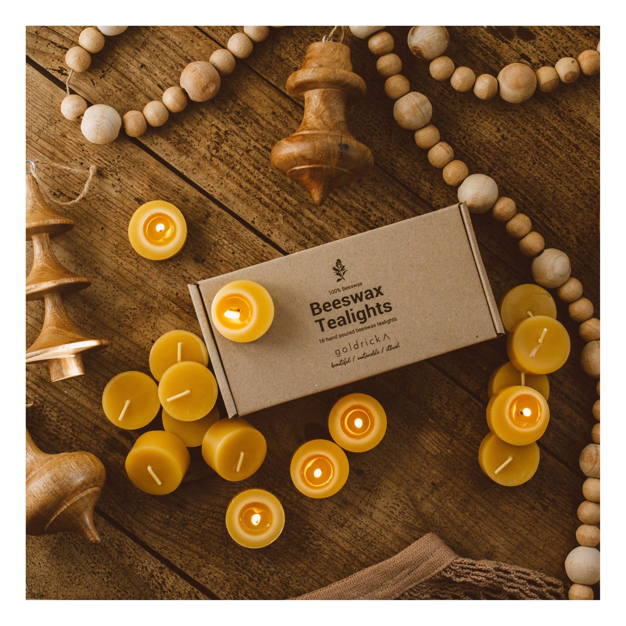 Goldrick Natural Living - Candele in cera d'api - Set di 16 - Arancione