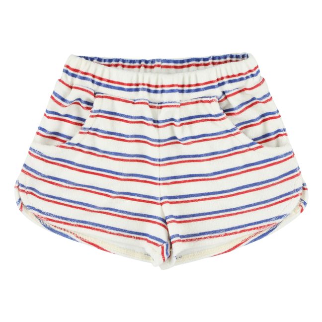 Striped Terry Cloth Shorts White