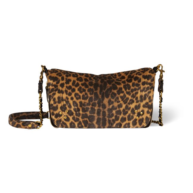 Bobi Leopard Print Calfskin Leather Bag - S | Brown