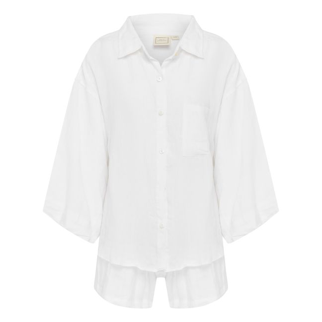 03 Linen Top & Bottom Set | White