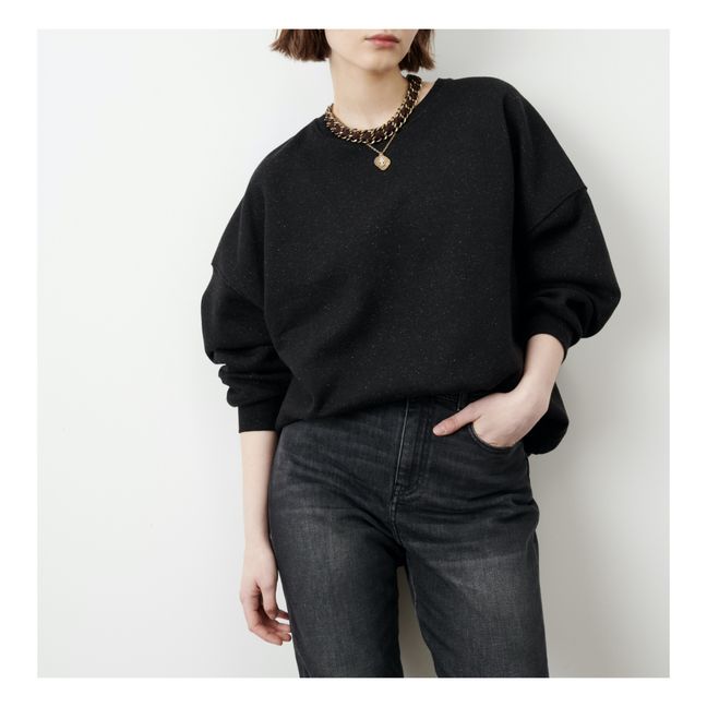 Chebbi Flecked Cotton Sweatshirt | Black