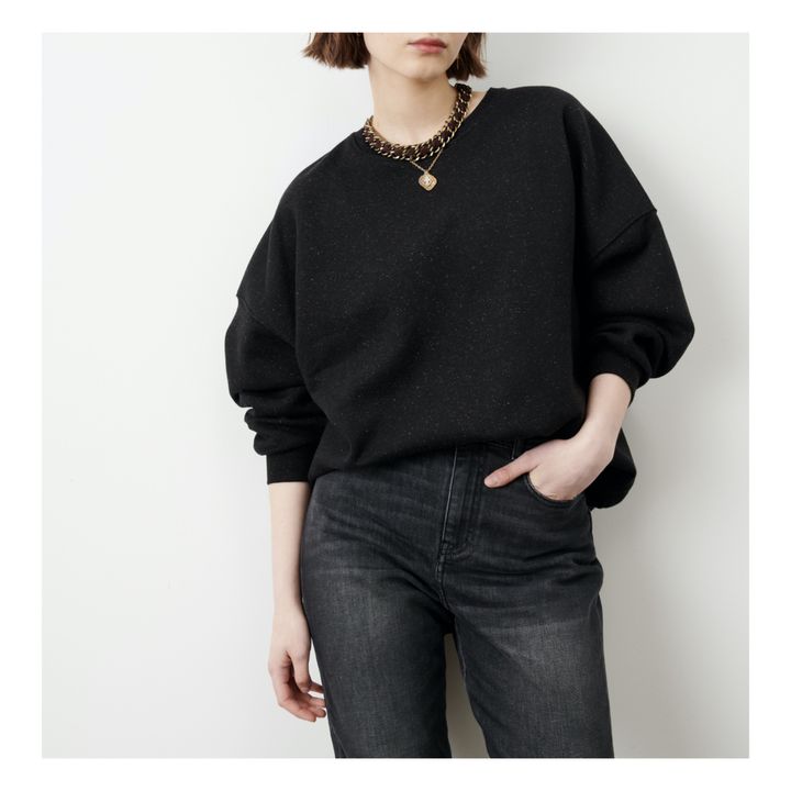Chebbi Flecked Cotton Sweatshirt | Black- Product image n°1