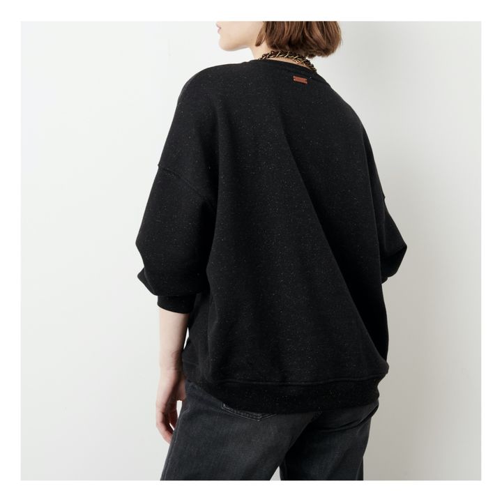 Chebbi Flecked Cotton Sweatshirt | Black- Product image n°4