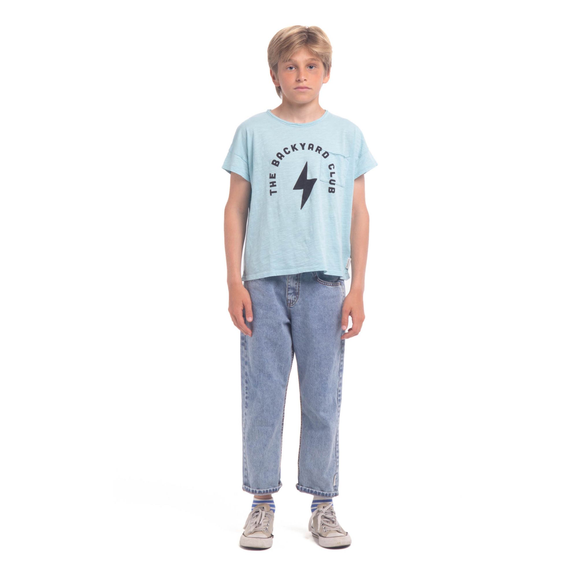 Camiseta Backyard de algodón orgánico Azul Claro- Imagen del producto n°1