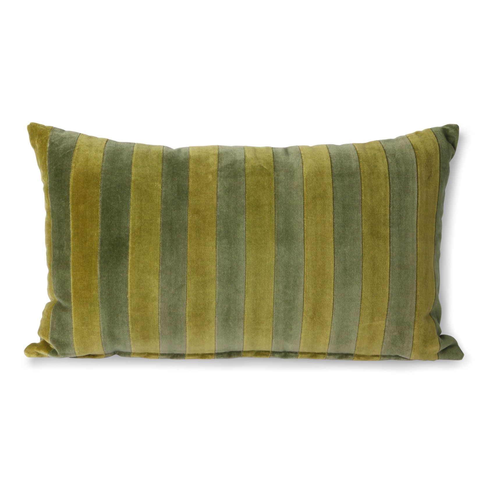 Rectangular Striped Velvet Cushion Verde Kaki- Imagen del producto n°0