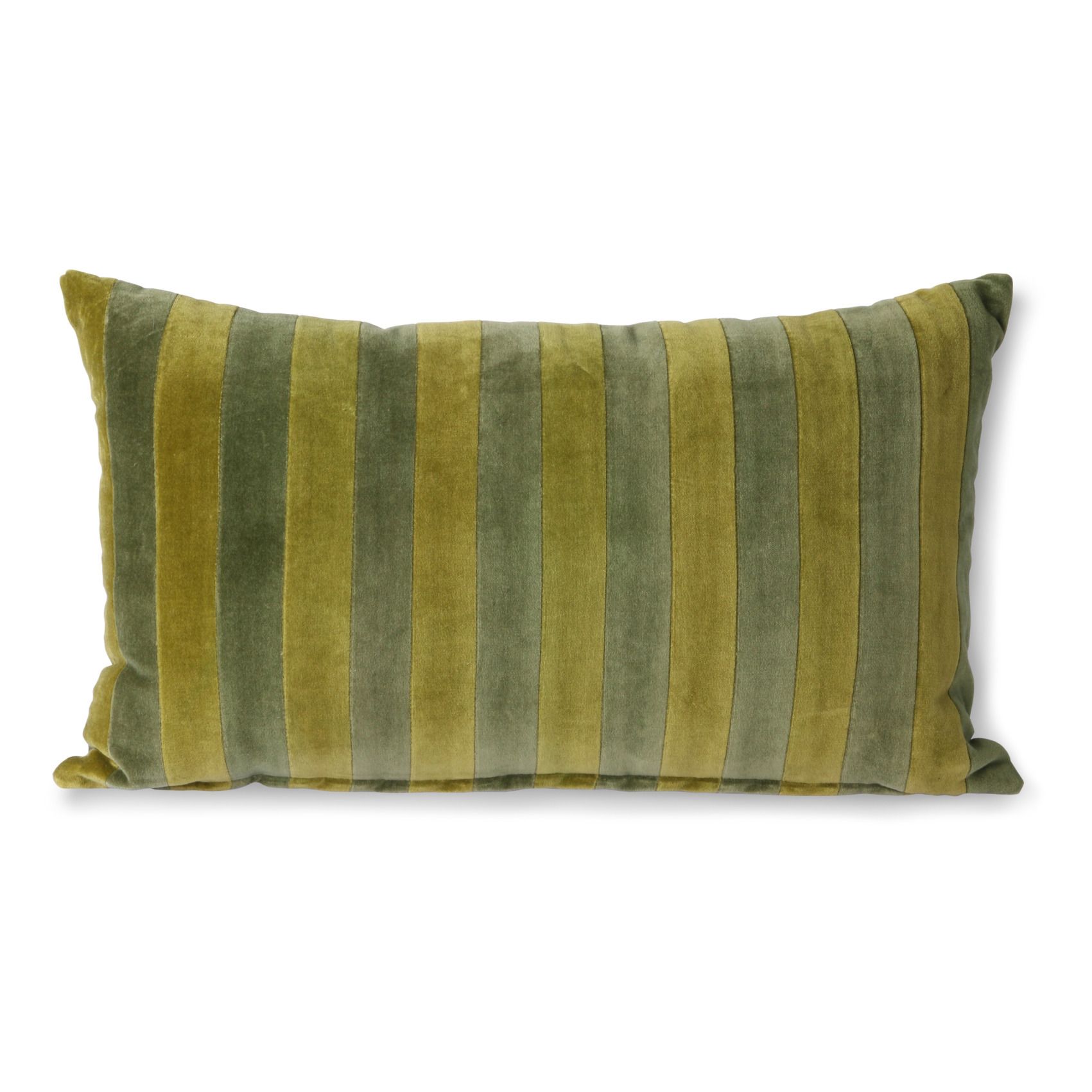 HKliving - Coussin rectangulaire rayé en velours - Vert kaki